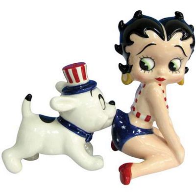 BETTY BOOP AND PUDGY USA SALT AND PEPPER SHAKERS