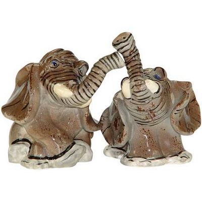 Safari Elephants Salt And Pepper Shakers by Lynda Corneille