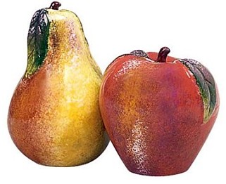 PEAR AND APPLE FLORENTINE SALT AND PEPPER SHAKERS