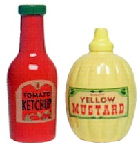 BBQ KETCHUP AND MUSTARD SALT AND PEPPER SHAKERS