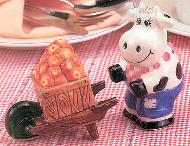 FARMERS MARKET COW SALT AND PEPPER SHAKERS