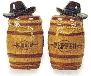 RODEO BARREL SALT AND PEPPER SHAKERS