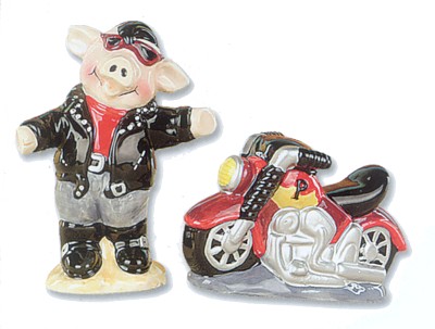 PIG BIKER HOGS SALT AND PEPPER SHAKERS