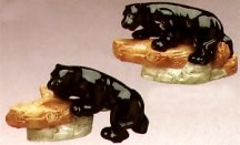 PANTHER AND LOG SALT AND PEPPER SHAKERS