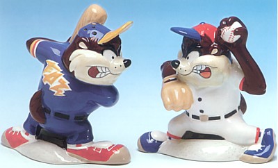 TAZ BATTER UP SALT AND PEPPER SHAKERS