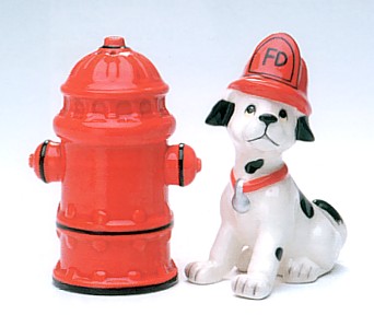 Dalmatian And Fire Hydrant Salt And Pepper Shakers