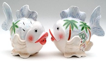 VERY FISHY TROPICAL FISH SALT AND PEPPER SHAKERS