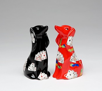 POKER DOGS SALT AND PEPPER SHAKERS
