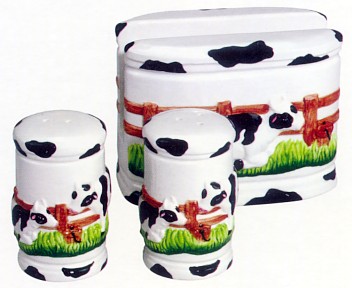 Cow Salt And Pepper Shakers With Napkin Holder