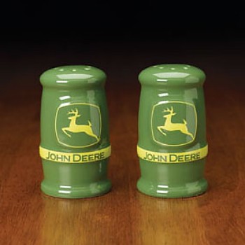 JOHN DEERE LOGO SALT AND PEPPER SHAKERS