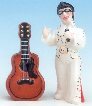 ELVIS IMPERSONATOR AND GUITAR SALT AND PEPPER SHAKERS