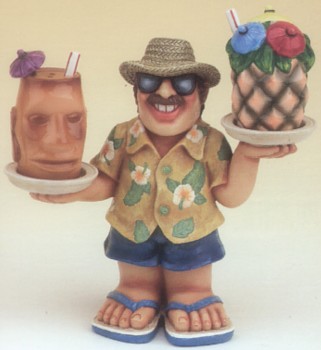 TOURIST WITH EXOTIC DRINKS SALT AND PEPPER SHAKERS