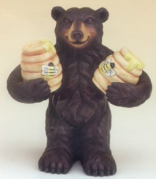 BEAR WITH BEEHIVES SALT AND PEPPER SHAKERS