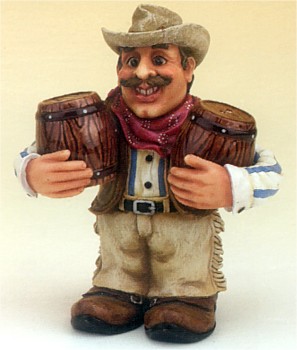 COWBOY WITH BARRELS SALT AND PEPPER SHAKERS
