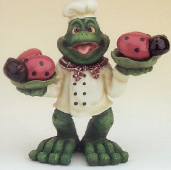 FROG CHEF WITH LADYBUG DINNERS SALT AND PEPPER SHAKERS