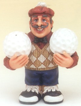 GOLFER WITH GOLF BALLS SALT AND PEPPER SHAKERS