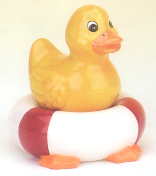 RUBBER DUCKIE WITH FLOATIE SALT AND PEPPER SHAKERS