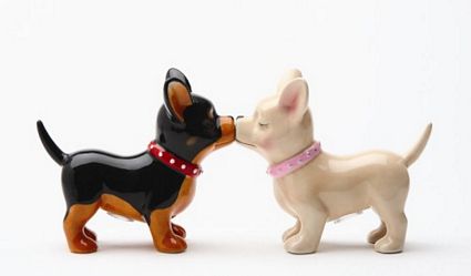 Pucker Up Pups Chihuahuas Kissing Magnetic Salt And Pepper Shakers
