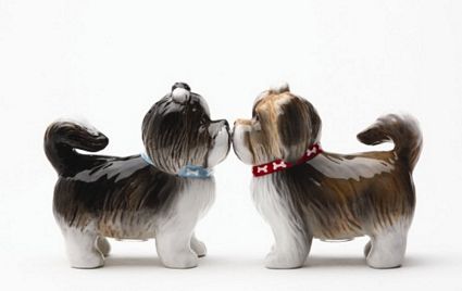 Sweet Shih Tzus Kissing Magnetic Salt And Pepper Shakers