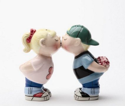 First Kiss Kids Kissing Magnetic Salt And Pepper Shakers