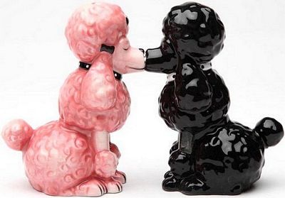 Poodles Kissing Magnetic Salt And Pepper Shakers