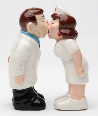 Doctor And Nurse Kissing Magnetic Salt And Pepper Shakers