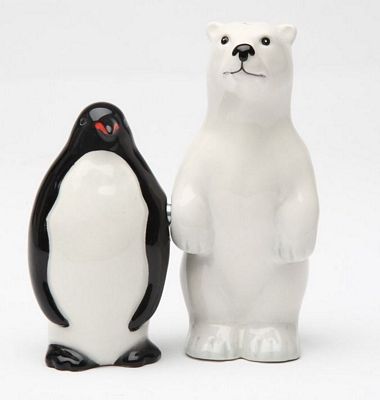 Polar Opposites Polar Bear And Penguin Magnetic Salt And Pepper Shakers