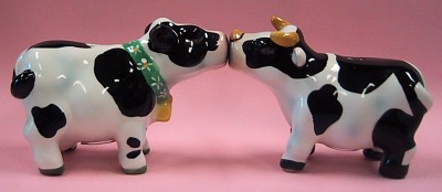 BULL AND COWBOY LEGS SALT AND PEPPER SHAKERS