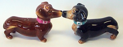 DACHSHUNDS KISSING 