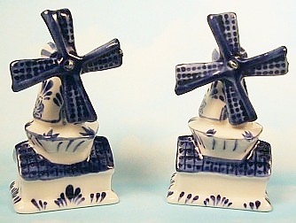 Delft Windmill Houses Salt And Pepper Shakers