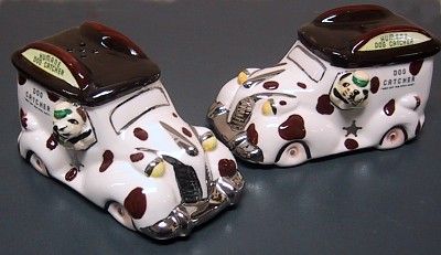 DOG CATCHER SALT AND PEPPER SHAKERS BY HENRY CAVANAGH