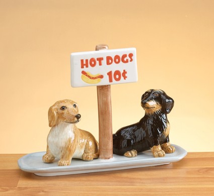 Dachshund Salt And Pepper Shakers With Base