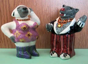 Wolf And Sheep People Salt And Pepper Shakers