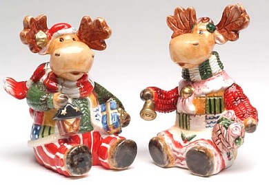 HOLIDAY MOOSE SALT AND PEPPER SHAKERS