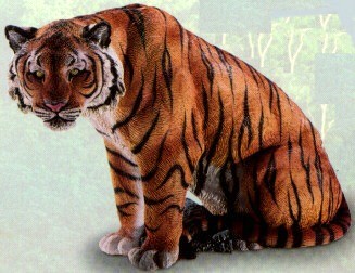 WHITE ADULT TIGER LIVING SIZE FIGURINE