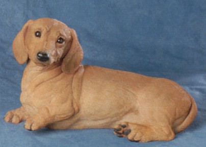 RED DACHSHUND ADULT DOG FIGURINE