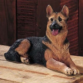 German Shepherd Lying Adult Dog Figurine