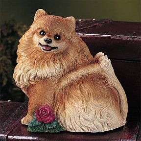 POMERANIAN WITH ROSE ADULT DOG FIGURINE