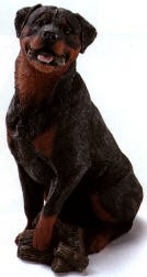 Rottweiler With Stick Adult Dog Figurine