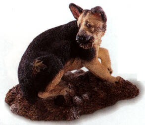 German Shepherd Playing Puppy Dog Figurine