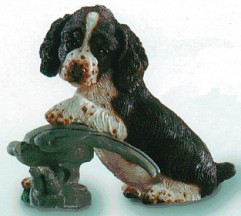 Springer Spaniel With Bird Puppy Dog Figurine