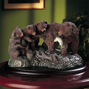 GRIZZLY BEAR FISHING LESSONS FIGURINE