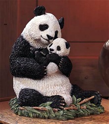 PANDA SITTING WITH CUB FIGURINE
