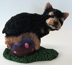 Yorkshire Terrier Puppy With Ball Medium Dog Figurine