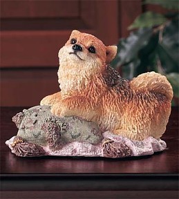 Pomeranian Pillow Fight Puppy Dog Figurine