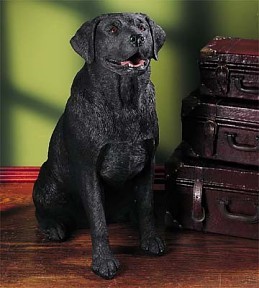 BLACK LABRADOR FIRESIDE DOG FIGURINE