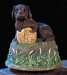 CHOCOLATE LABRADOR PUPPY DOG MUSICAL FIGURINE
