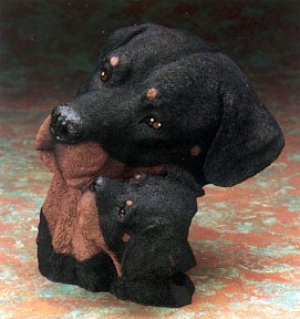 Rottweiler With Puppy Bust Figurine