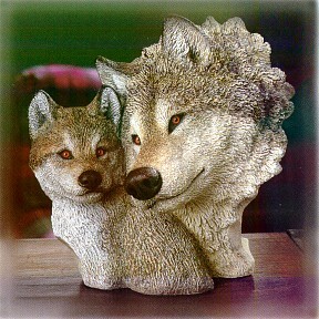 Wolf With Pup Circle Of Love Sculpture