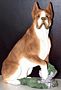 Boxer Brindle With Plant Uncropped Ears Adult Dog Figurine